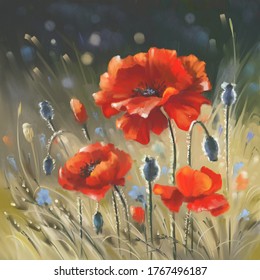 Paintings Poppies Hd Stock Images Shutterstock