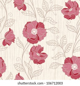 Red Poppy  seamless pattern background  - For easy making seamless pattern use it for filling any contours