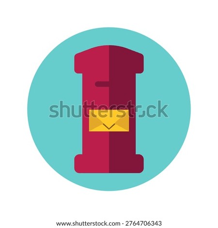 Red Postbox with Yellow Envelope Icon