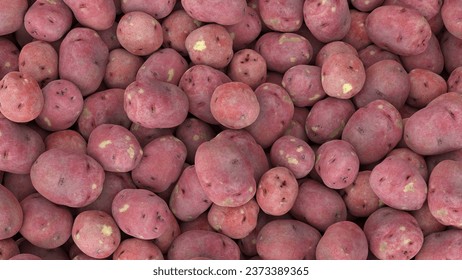 red potatoes heap, many vegetables, fresh chips ingredients for french fries restaurant organic food potato agriculture 3D illustration - Powered by Shutterstock