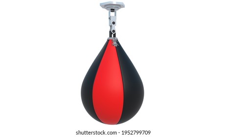 Red Punching Bag On A White Background.3d Rendering.