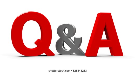 Red Q&A - Questions and answers - symbol or icons isolated on white background, three-dimensional rendering, 3D illustration