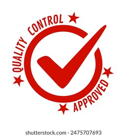 red quality control approved logo or stamp