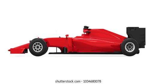 Red Race Car Isolated (side View). 3D Rendering