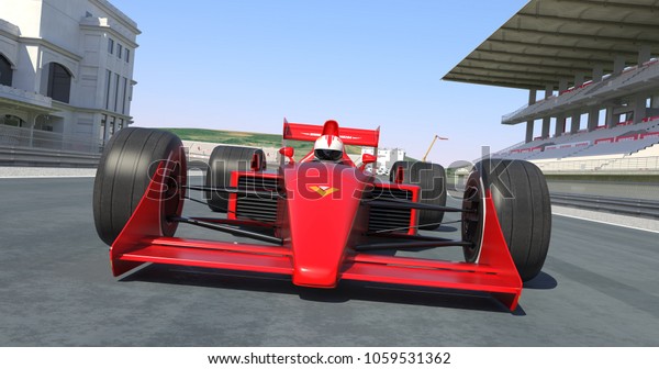 Red Racing Car Crossing\
Finish Line And Winning The Race - High Quality 3D Rendering With\
Environment