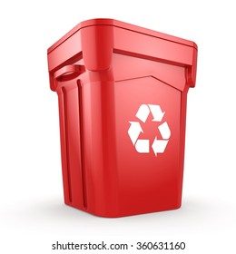 Red Recycling Bin Isolated On White Stock Illustration 358900769