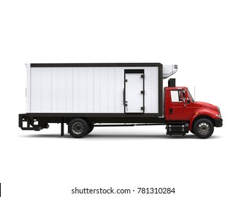 Red Refrigerator Truck - Side View - 3D Illustration