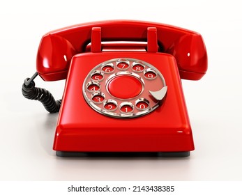 Red retro rotary phone isolated on white background. 3D illustration. - Powered by Shutterstock