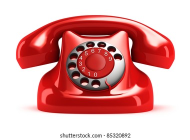 Red retro telephone, front view. Isolated. My own design - Powered by Shutterstock