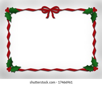 Red Ribbon Border Holly Berries Copy Stock Illustration 17466961