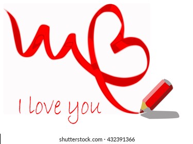 Red Ribbon Heart Shape Love Youribbon Stock Illustration 432391366 ...