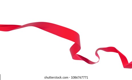 red ribbon isolated on white background. 3d render