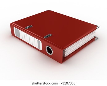 Red Ring Binder Isolated On The White Background