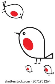 red robin illustration card christmas bird wildlife birds red white black nature arts animal, art, beak, beautiful, bird, cartoon, character, collection, cute, decoration, delicious, design, drawing, 