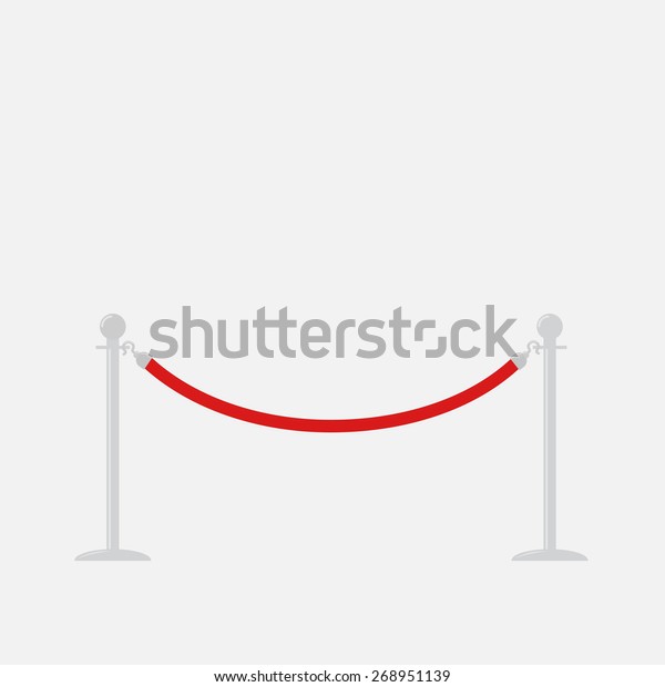 Red rope barrier stanchions turnstile Isolated\
template Flat design