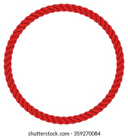 Red Rope Circle - Circular Red Rope Frame Isolated On White Background