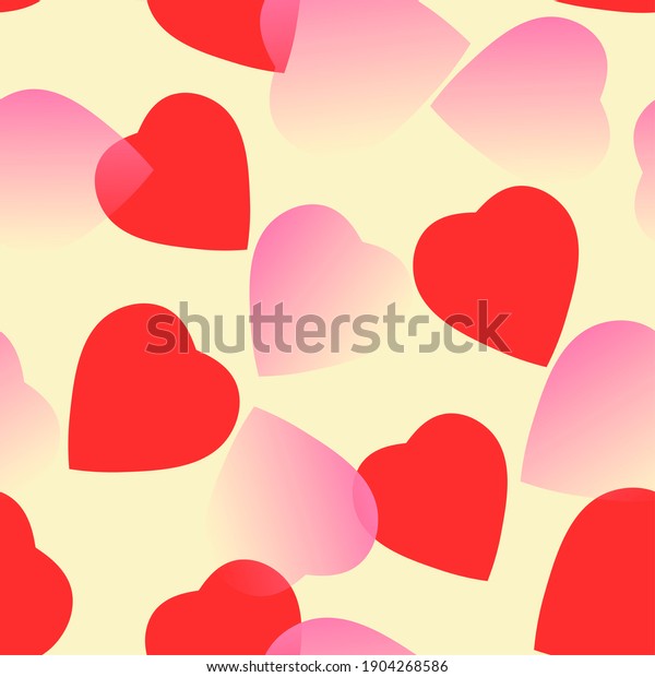 red and rose hearts at yellow background. hearts texture. hearts background