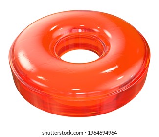 Red Round Ring Hard Candy. Isolated On White Background. 3d Illustration