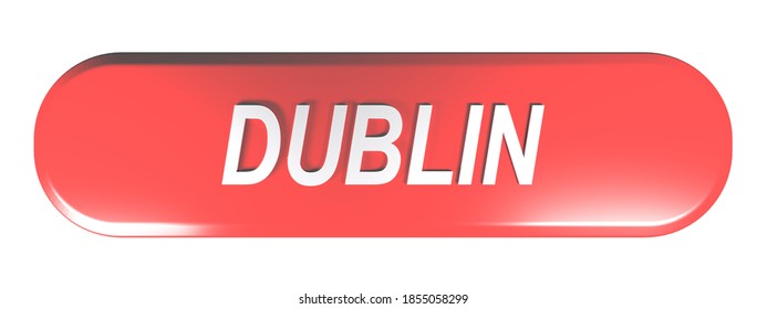 Red Rounded Rectangle Push Button DUBLIN - 3D Rendering Illustration