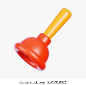 Red rubber toilet plunger isolated on white background. Cleaning equipment or Household appliances icon. 3D Rendering - Powered by Shutterstock