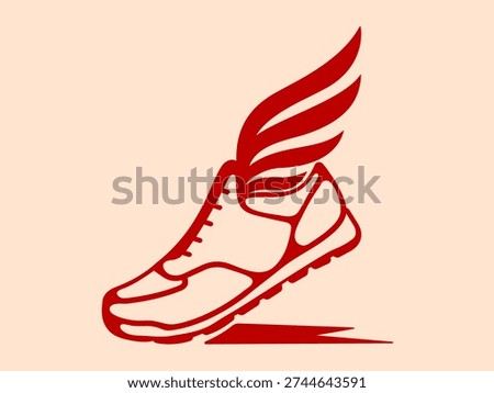 Red Running Shoe with Wings Vector Illustration - Messenger God Hermes Concept
