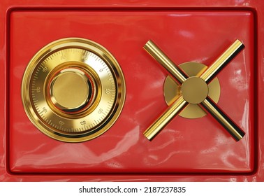 Red Safe Deposit Box. 3d Illustration