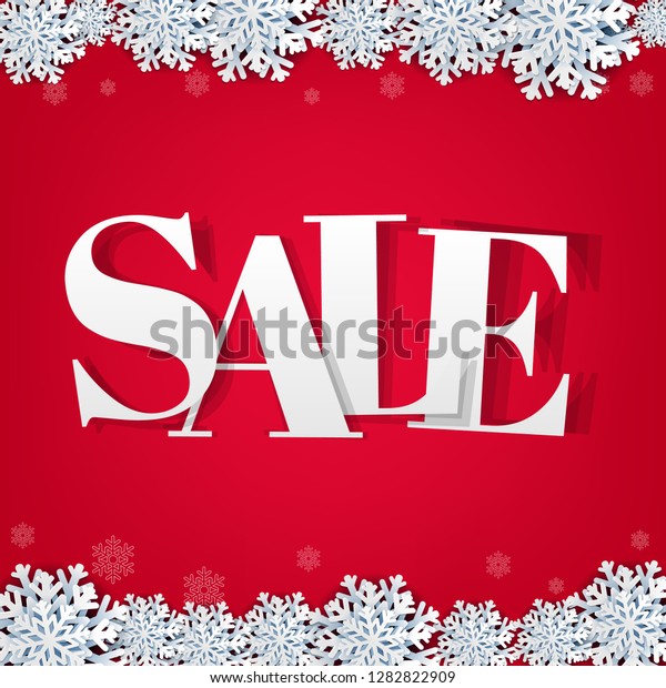 Red Sale Background With
Snowflake 