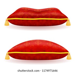 Red Satin Pillow Illustration Isolated On White Background