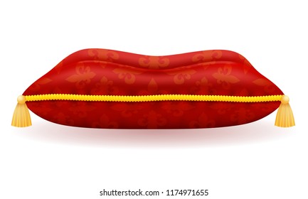 Red Satin Pillow Illustration Isolated On White Background