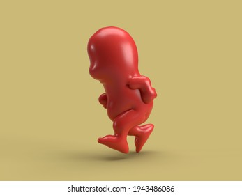 A red schematic walking character over a plain background, 3d illustration
