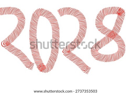 Red scribbled numbers twenty two 2022 hand drawn