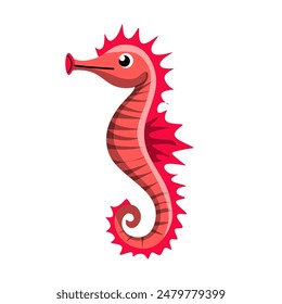 Red Seahorse vector,  Illustration for Ocean and Marine Themes. Seahorse sea animal on png