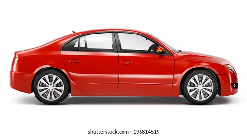 Red Sedan 3D Car