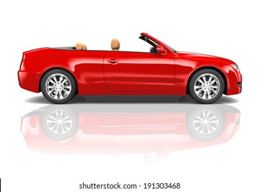Red Sedan 3D Convertible