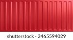 Red shipping container background. Corrugated metal wall.