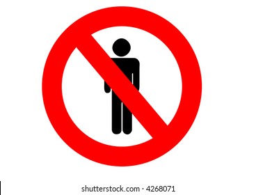 A red sign meaning "people are not allowed here" on the white background