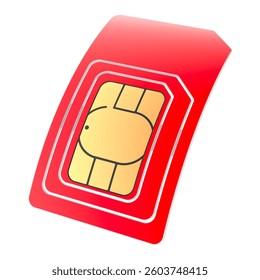 Red SIM Card, 3D rendering isolated on white background