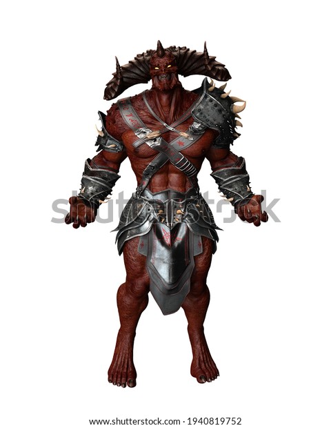 Red Skinned Demon Large Horns Glowing Stock Illustration 1940819752 ...