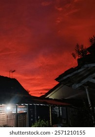 red sky in the evening 