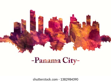 Red Skyline Of Panama City, A City And The County Seat Of Bay County, Florida, United States