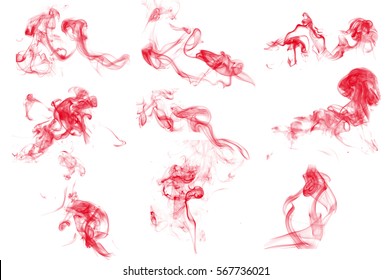 Red Smoke Isolated On White Background