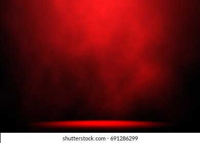 Red Smoke Spotlight On Stage Background.