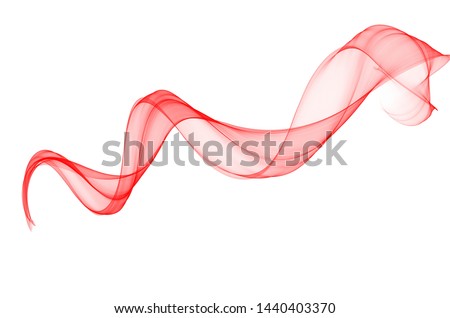 Red smoke wave flow path energy light on white background