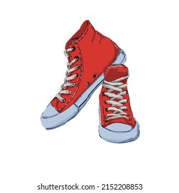 Red Sneakers Isolated On White