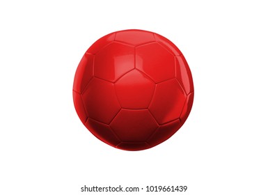 Red Soccer Ball Isolated On White Background.