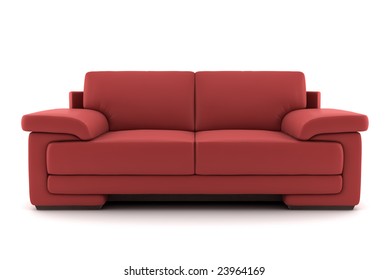 Red Sofa Isolated On White Background