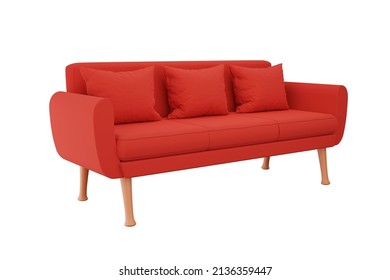 red sofa Modern style sofa in the living room rendering 3d illustration 