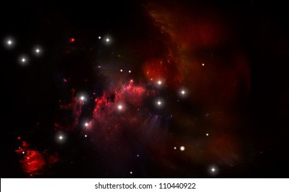 Red Space Star Nebula