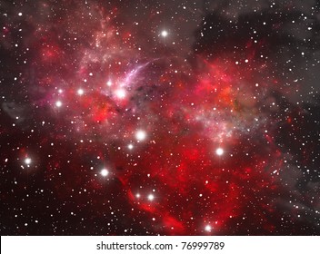 Red Space Star Nebula