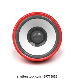 red speaker over white background